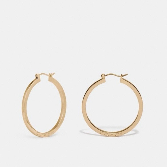Coach Gold Hoop Earrings NWT - Picture 2 of 3